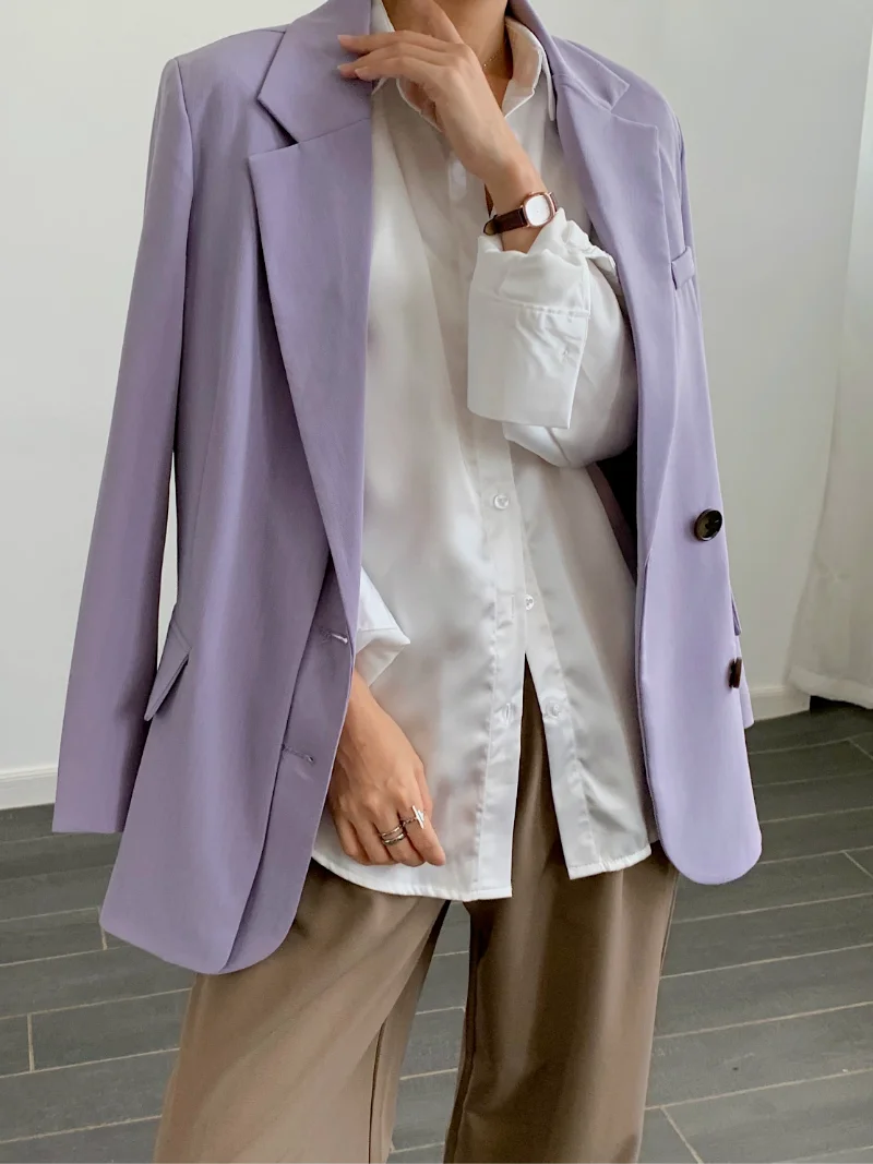 Korean Fashion Chic Blazers Women Solid Colors Single Breasted Office Suits 2021 Spring Autumn New Fashion Commute Casual Blazer