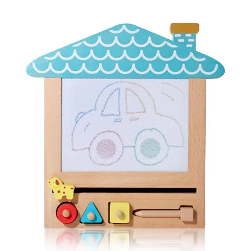 

Wood Magnetic Drawing Board Wooden Erasable Doodle Board Toys Color Sketch Pad Hand-Painted Graffiti Board Early Educational Toy