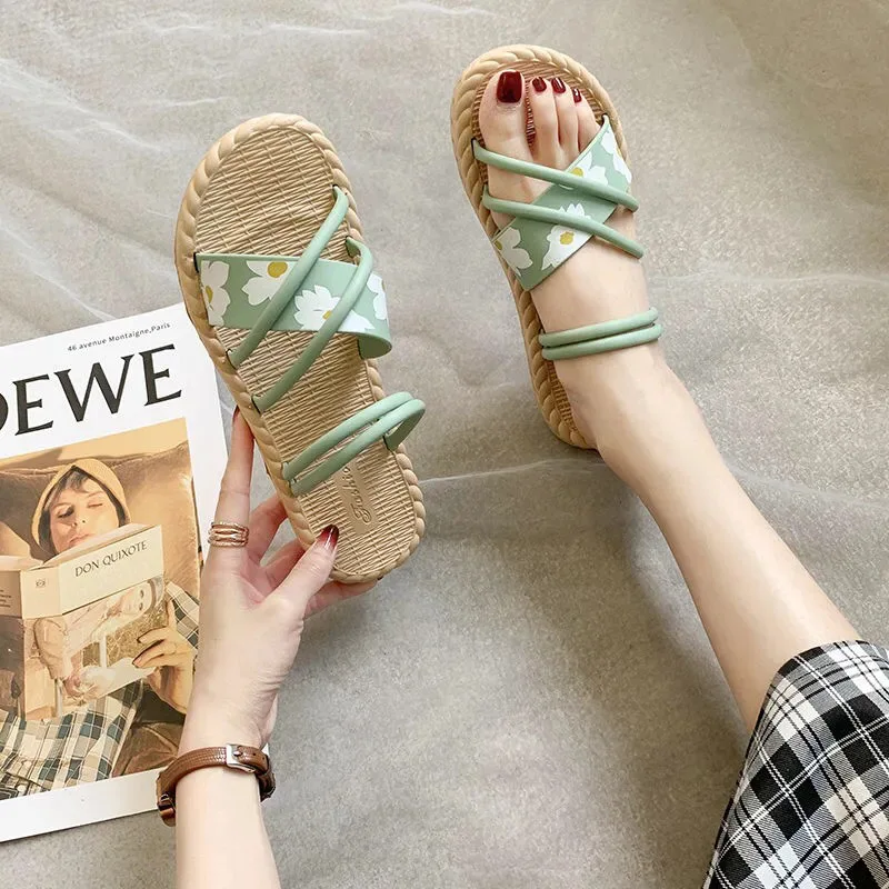 

2023 New Women's Beach Sandals Fashion Comfortable Breathable Flip Flops Summer Flat Open-toed Slippers Outdoor Casual Slippers
