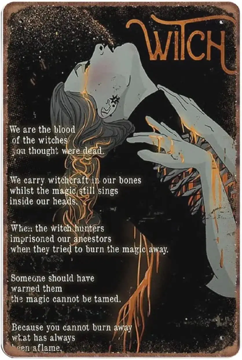 

Кухонная ведьма, ведьма, поэма, винтажный Ретро Хэллоуин, жестяные знаки, забавный винтажный металлический знак, постер, настенное искусство, паб, бар