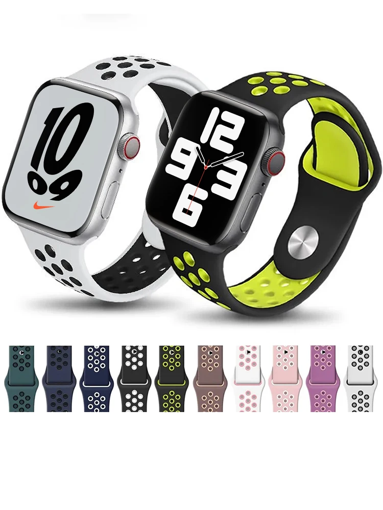 Ремешок силиконовый для Apple Watch band 44 мм 40 мм 49 мм 45 мм 41 мм 42 мм 45 мм, спортивный браслет correa iWatch Series Ultra 8 SE 7 6 5 4 3