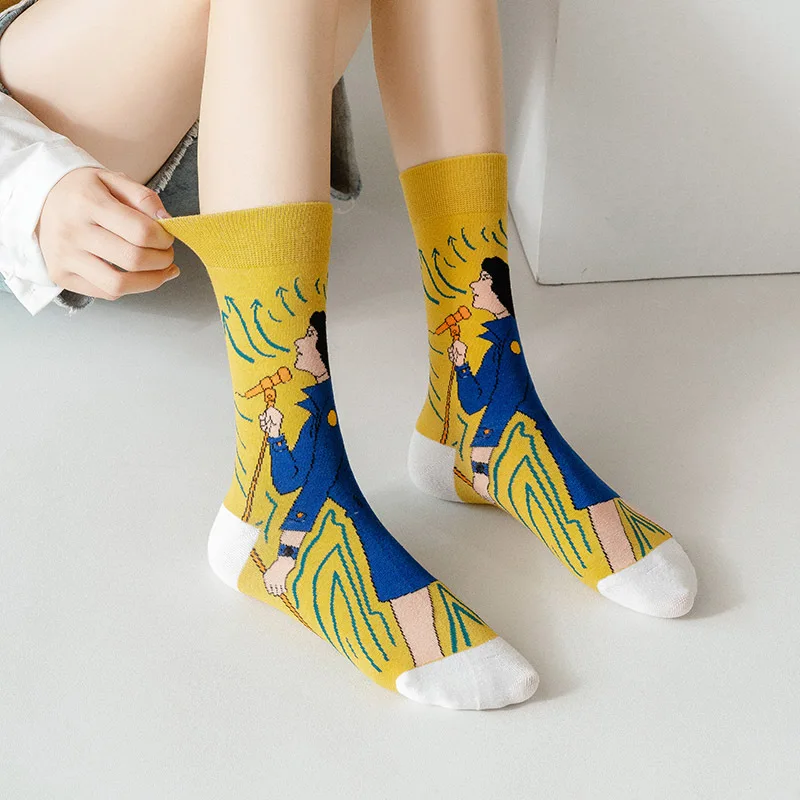 Носки мужские женские хлопковые с абстрактным рисунком |