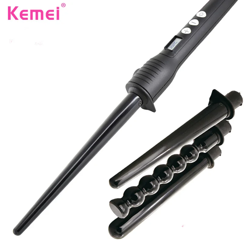 

KEMEI Hair Curlers Rollers LCD Ceramic Tourmaline Hair Curler 4 in 1 Hair Styler Curling Iron Multi-function Styling Tools