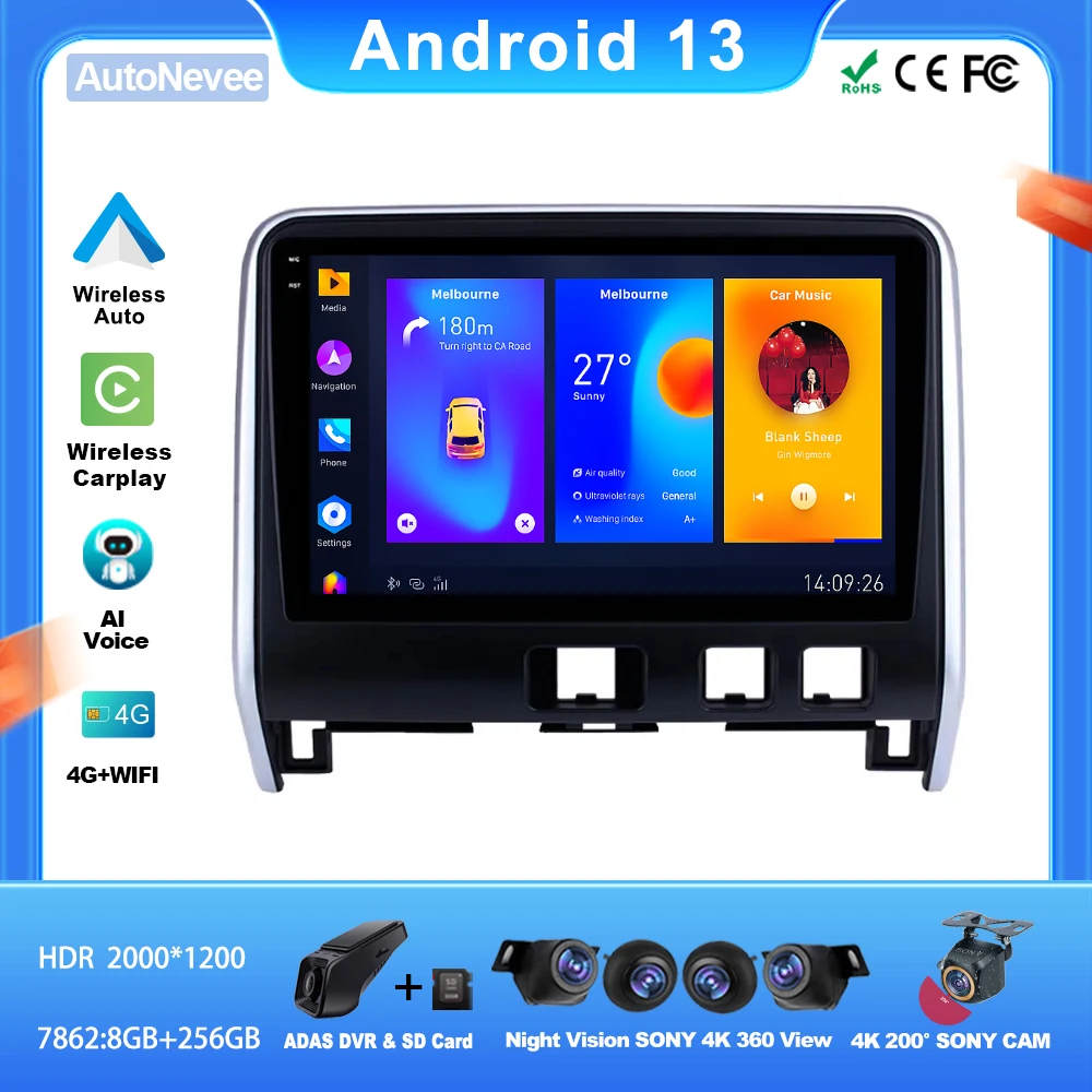 

Android For Nissan Serena 2016-2018 Car Auto Carplay Radio Multimedia Player GPS Navigation CPU HDR QLED 5G No 2din DVD Dash Cam