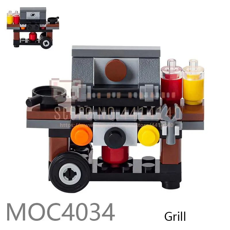 BBQ Party Scene Grill Furniture MOC Building Blocks City Family Barbecue Parts Creative Brick Education Toys For Kids Gift | Игрушки и