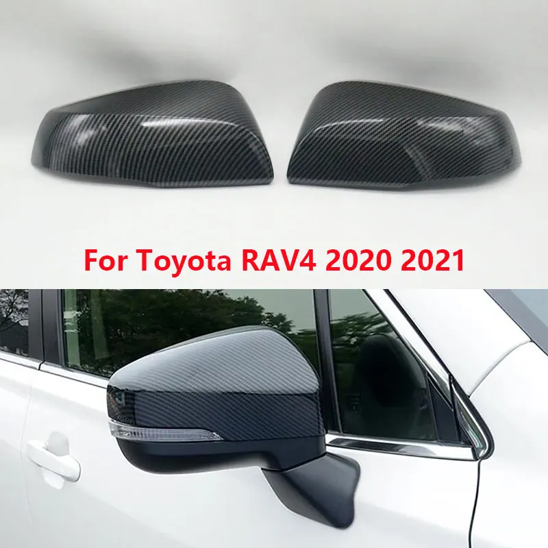 

For Toyota RAV4 2020 2021 Carbon Fiber Car Wing Door Side Outside Rearview Mirror Cover Cap Lid Housing 1Pair