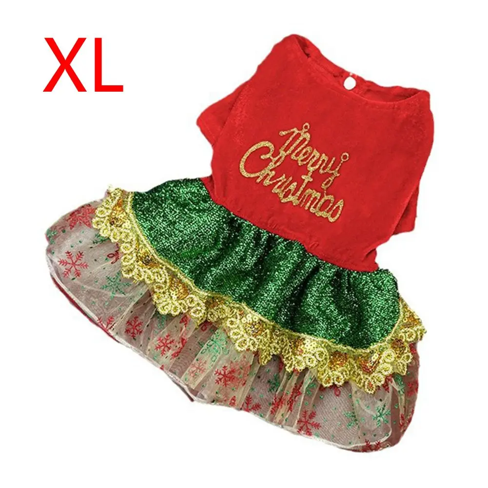 Рождественские платья для собак маленьких одежда зимняя теплая юбка