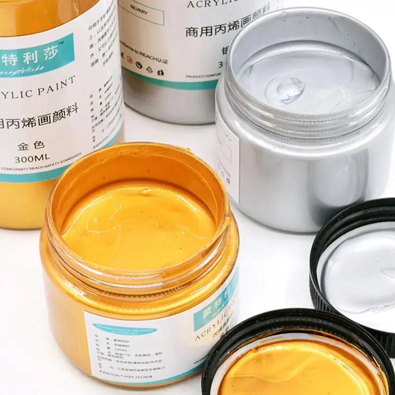 

1pc 100ml Acrylic Paint Gold Paint Metallic Not Faded For Statuary Coloring DIY Hand Clothes Painted Waterproof Graffiti Pigment