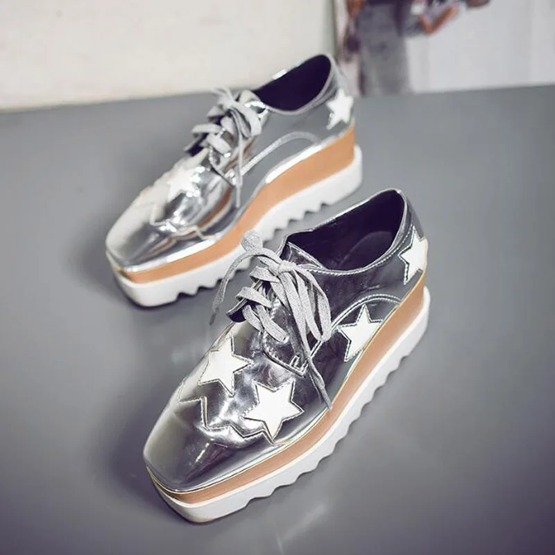 Wedges Shoes Woman Pumps Silver