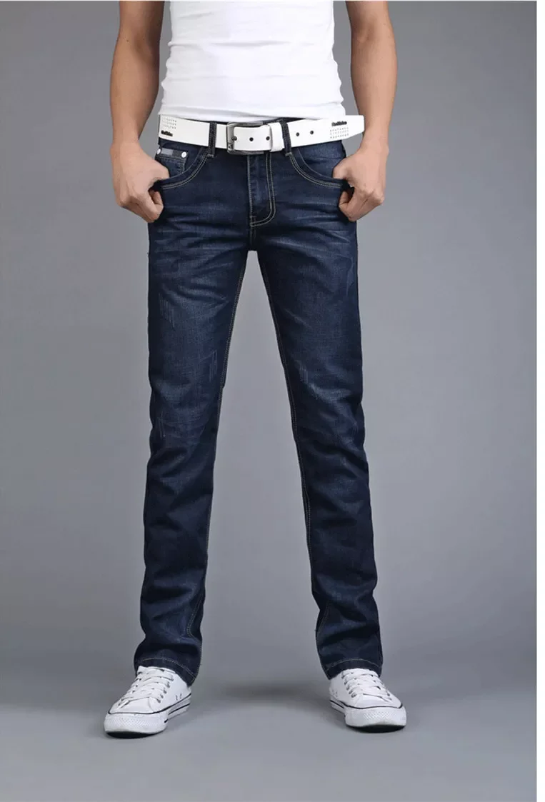 2022New Men's Straight Stretch Slim Business Jeans Youth Popular Mid-Waist Fashion Men's Long Pants Denim Pants