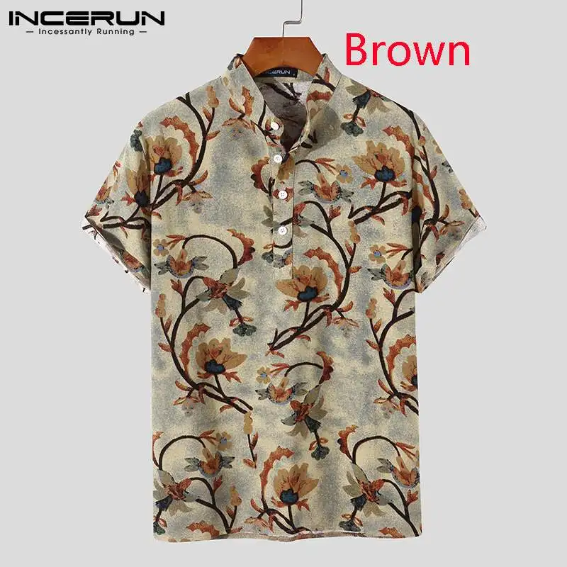 

Fashion Casual Style New Men's Blouse Stylish Male Printing All-match Leisure Streetwear Short-sleeved Shirts INCERUN Tops 2022