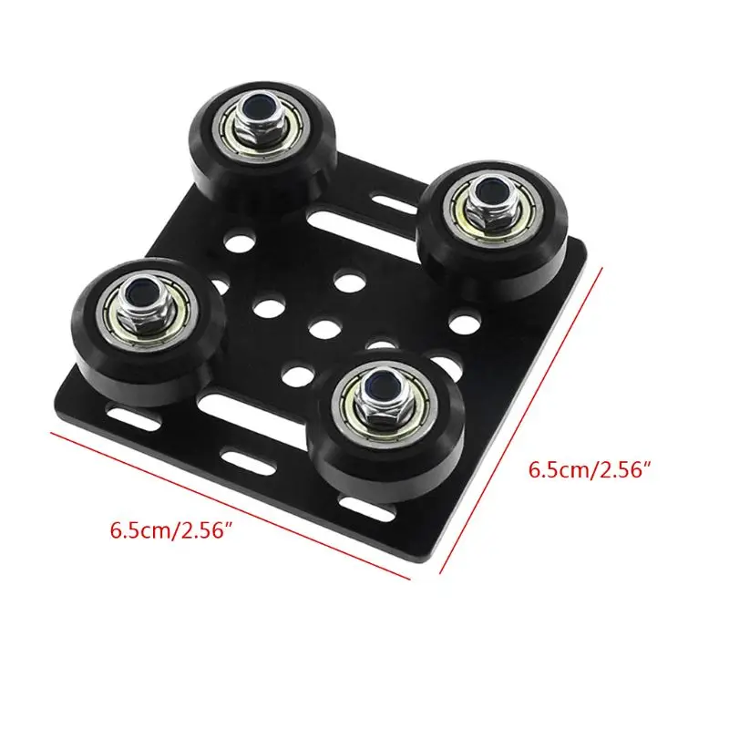 

634A V-Wheel with Plate for 2020V Aluminum Profile V Style Slot Support Plate for cnc and 3D Printer Parts with Black Wheel