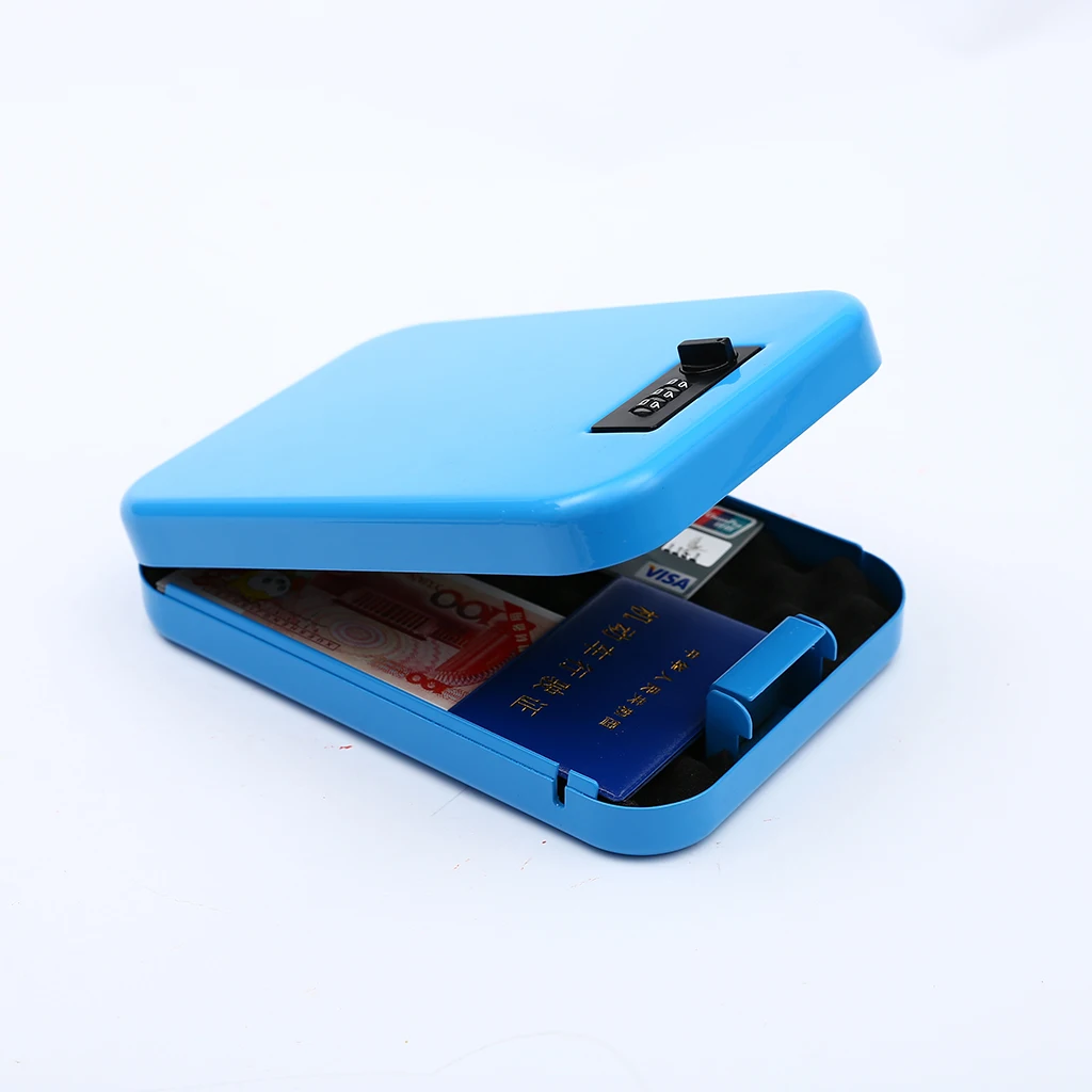 

OSPON Portable Gun Safes Valuables Money Jewelry Storage Box Security Strongbox Blue