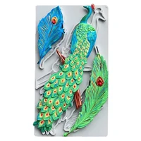 peacock feathers silicone molds baroque relief mould for polymer clay plaster diy cake fondant cookies soap candle decor tool