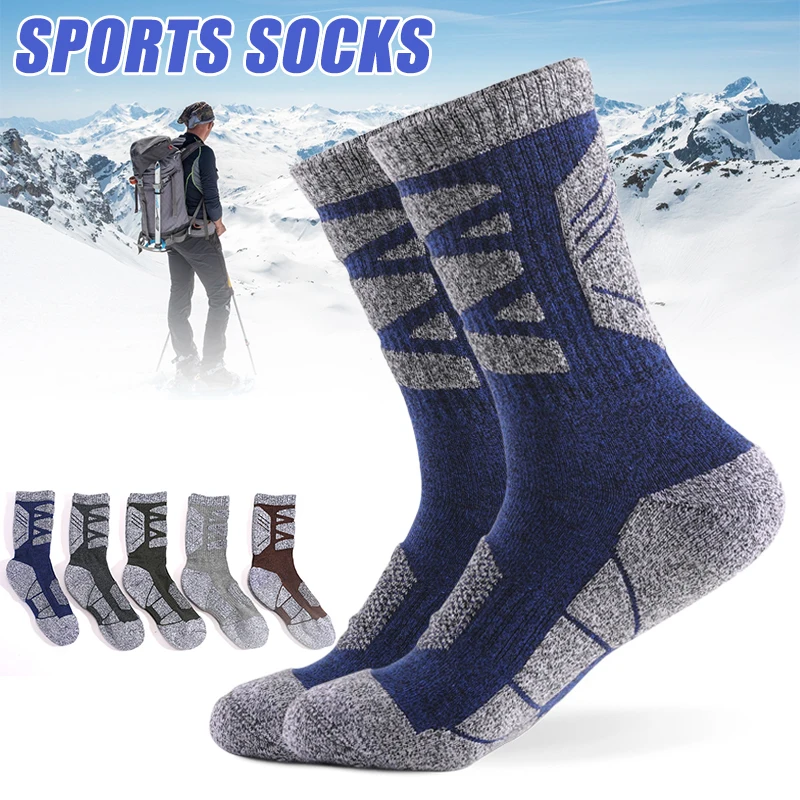 

5 Pairs Winter Crew Socks Thick Knitting Terry Bottom Warm and Moisture Control Ankle Socks for Men Women Cold Outdoor QW