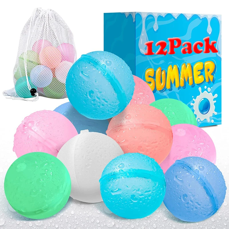 

1-12Pcs 6 Colors Silicone Water Balloons Reusable Water Splash Ball Children's Beach Swimming Pool Water Playing Fight Games