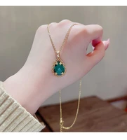 new fashion european and american luxury emerald necklace for women pendant clavicle chain female wedding exquisite lover gift