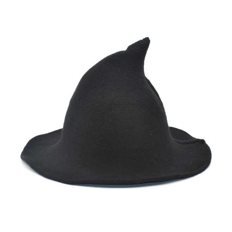 

Women's shaped knitted fishing cap, witch pointed fishing cap, basin, along wool magician, autumn and winter