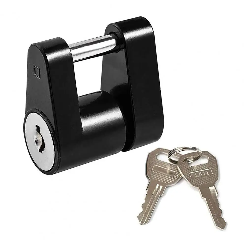 

1/4-Inch Trailer Hitch Coupler Lock Durable Rust Proof Locking Hauling Security 2 Keys Anti-theft Black Trailer Hitch Lock