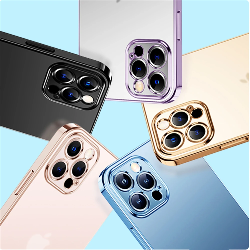 

Luxury Plating Matte Case for iPhone 13 12 11 XR 7 8 Plus Soft Silicone Case for iPhone 13 12 11 Pro Xs Max Transparent Cover