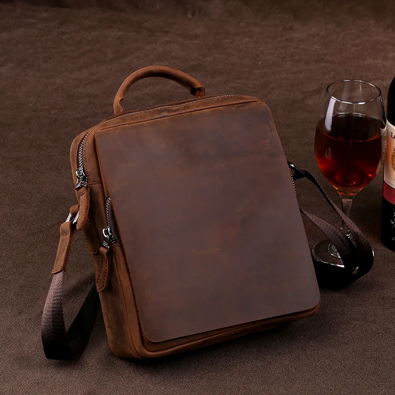 

AETOO First layer cowhide leather men's bag business portable briefcase one shoulder messenger retro men's crazy horse leather b