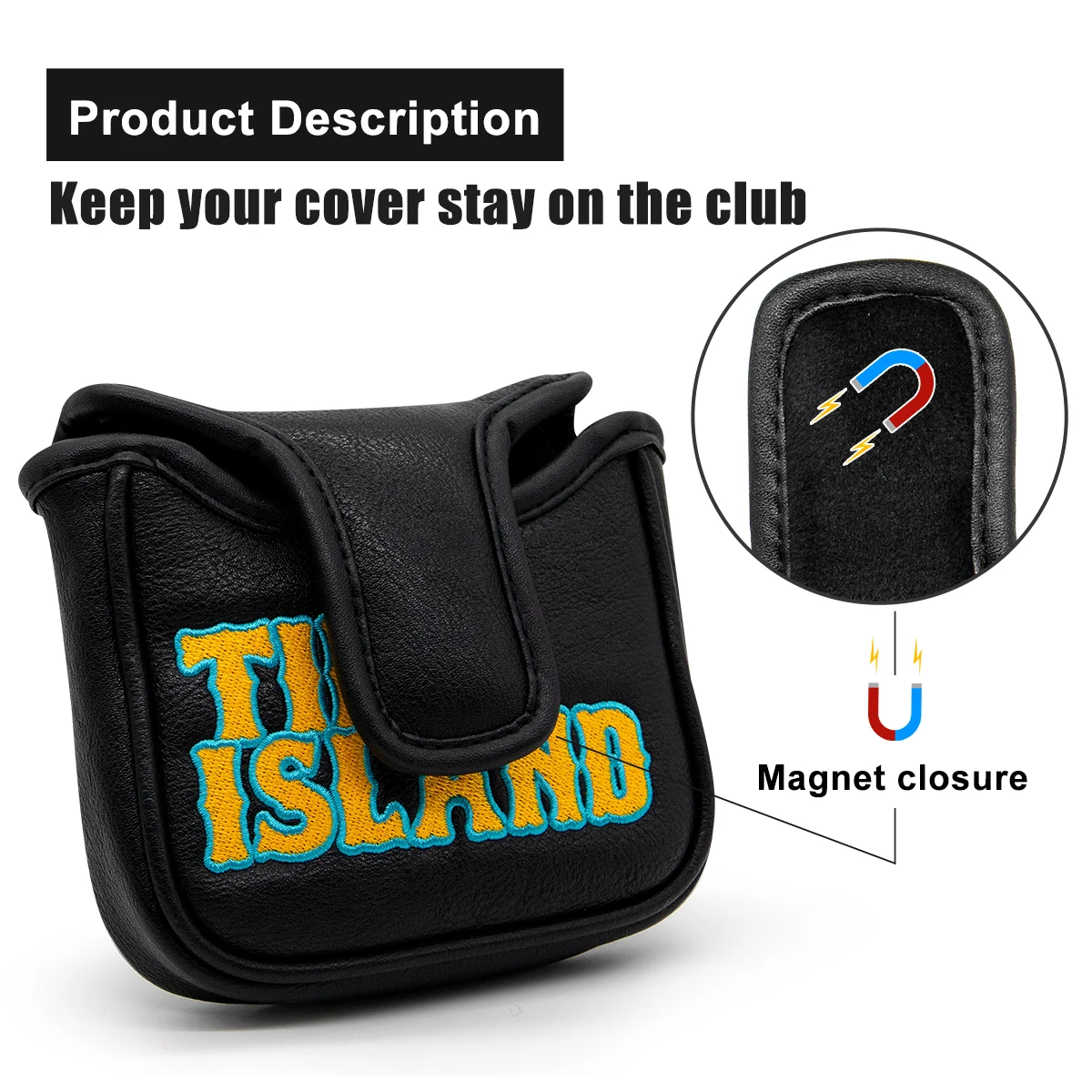Фото Чехол для клюшки Tiki Island Golf Mallet, головной убор с магнитной застежкой, элегантная вышивка, премиум-класса Lea №5