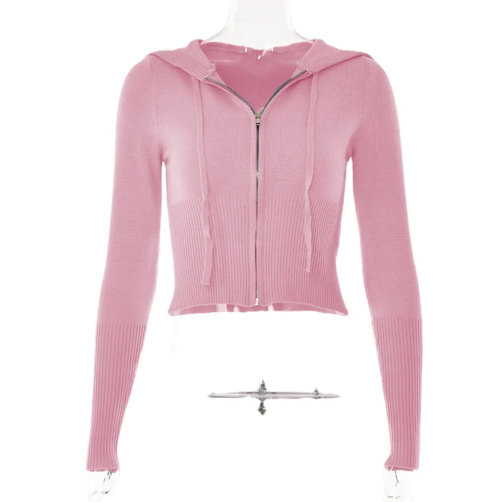 Трикотажный комплект с капюшоном модный сексуальный вязаный свитер высокой