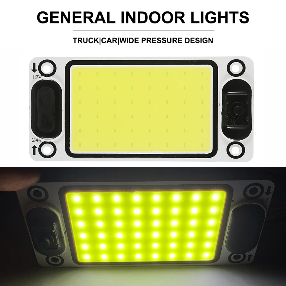 

White COB Car Interior Light 48LED Panel Dome Light 12-24V Universal Interior Reading Light High Brightness Roof Ceiling Light