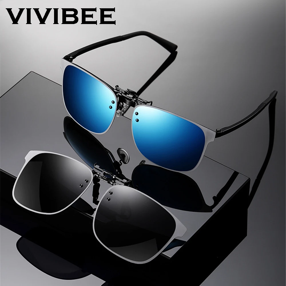 

Fishing Flip Up Clip On Sunglasses Men Driving Polarized UV400 Mirror Blue Eyewear for Mypoia Driving Women Color Change