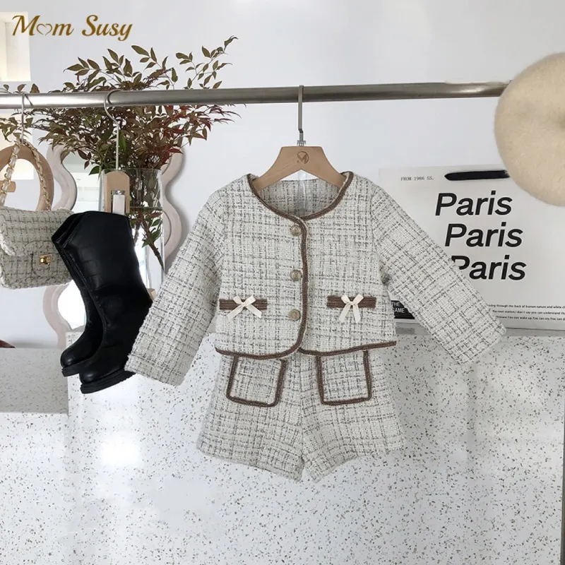 

Элегантный комплект одежды принцессы для маленьких девочек, куртка + шорты, 2 шт., детская высококачественная одежда, детская одежда для дня рождения