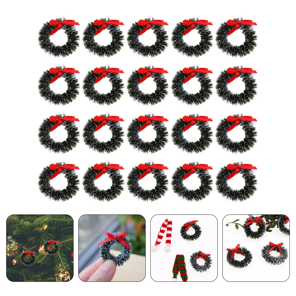 

20 Pcs Mini Decor Christmas Small Wreath Xmas Wreaths Props Garland Toys Hanging House Garlands