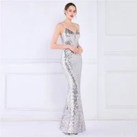 real photos sexy sequin mermaid deep v neck spaghetti evening dresses bridesmaid wedding party formal prom cocktail floor length