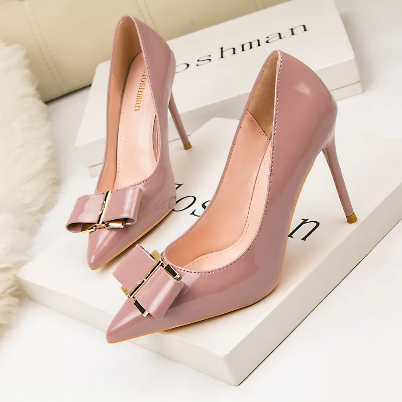 Women's Summer Simple Stiletto Heel High Shoes Fashion Shallow Mouth Pointed Toe Sandals Sexy Party Skinny Slip Bow Pumps Heel