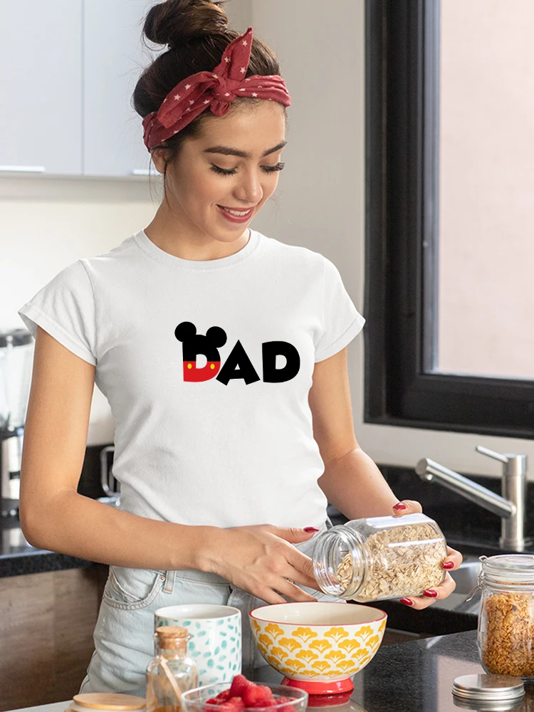 

Disney Mickey Mouse Dad T Shirt Casual Family Party Fashion European 2022 New Ropa Tumblr Mujer Oversize Tshirt Hipster Cool