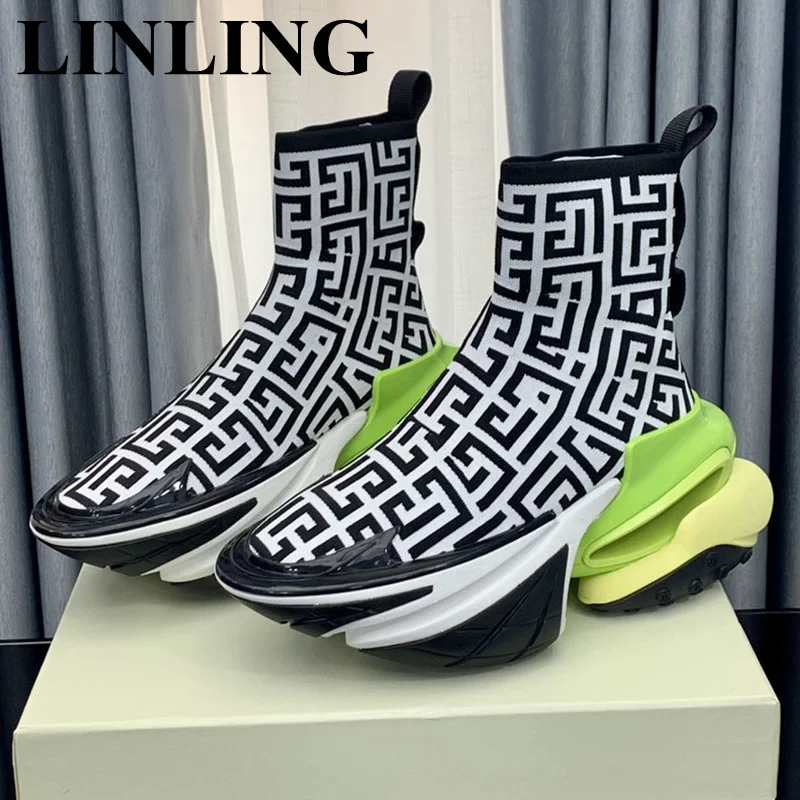 

Fashion Design Casual Shoes Woman Men Thick Se Sneakers Platform Ankle Boots For Women Winter Stretch Fric Sock Boots Woman