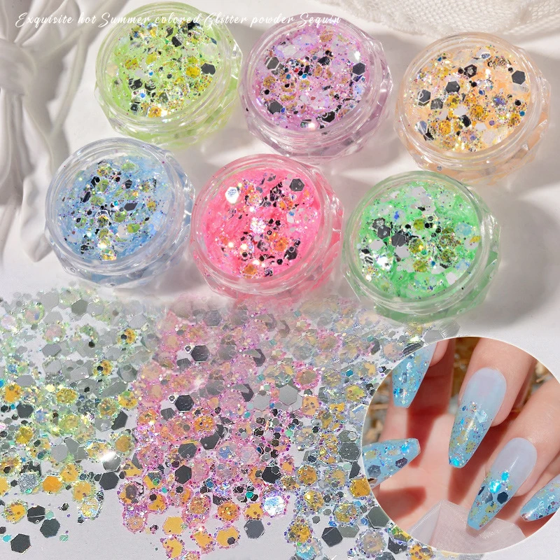 

Glitter Nail Powder Nail Art Design Decoration Nail Charms Sequins DIY Sparkling Stylish Decorative Colorful Manicure Tools