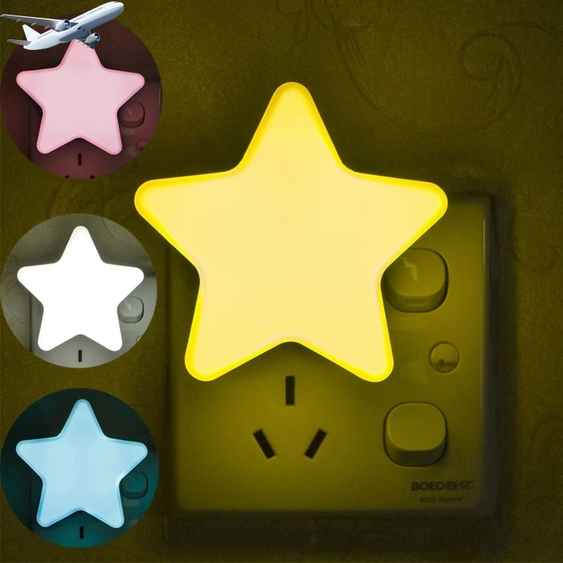 

Star Shape Led Nightlight Remote Sensor Light US/EU Plug In Wall Lamp Novelty Bedroom Night Lamps for Children Room Decorative