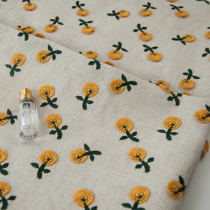 

High count Cotton and hemp sewing Floret printing tela Dress Gown pants shirt fabric