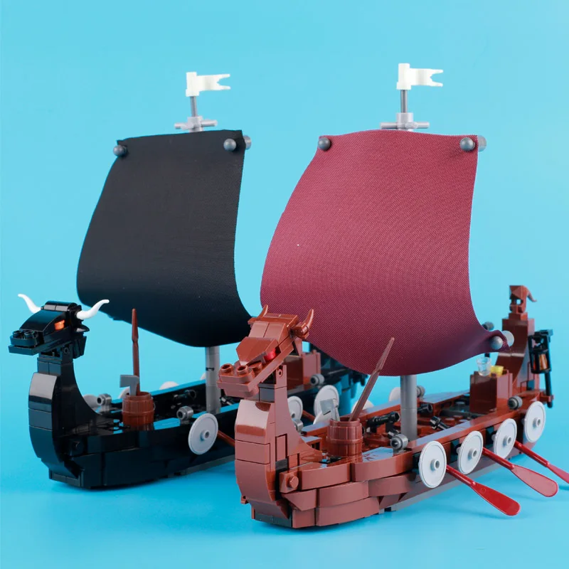 

MOC Medieval Military Pirate Ship Model Buiding Blocks Navy Figures Revenge Viking Boat Pearl Sailboat Bricks DIY Toys Boys Gift