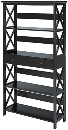 

5 Tier Bookcase with Drawer, White,11.75"D x 31.5"W x 59.75"H