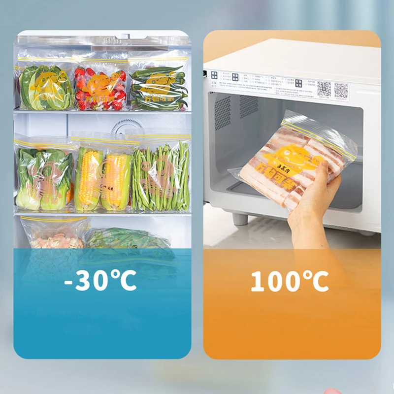 Ziplock Plastic Bag Kitchen Food Fridge Storage Vegetable Fruit Washable Reusable Frozen Transparent Sachet Airtight Snack Pouch images - 6