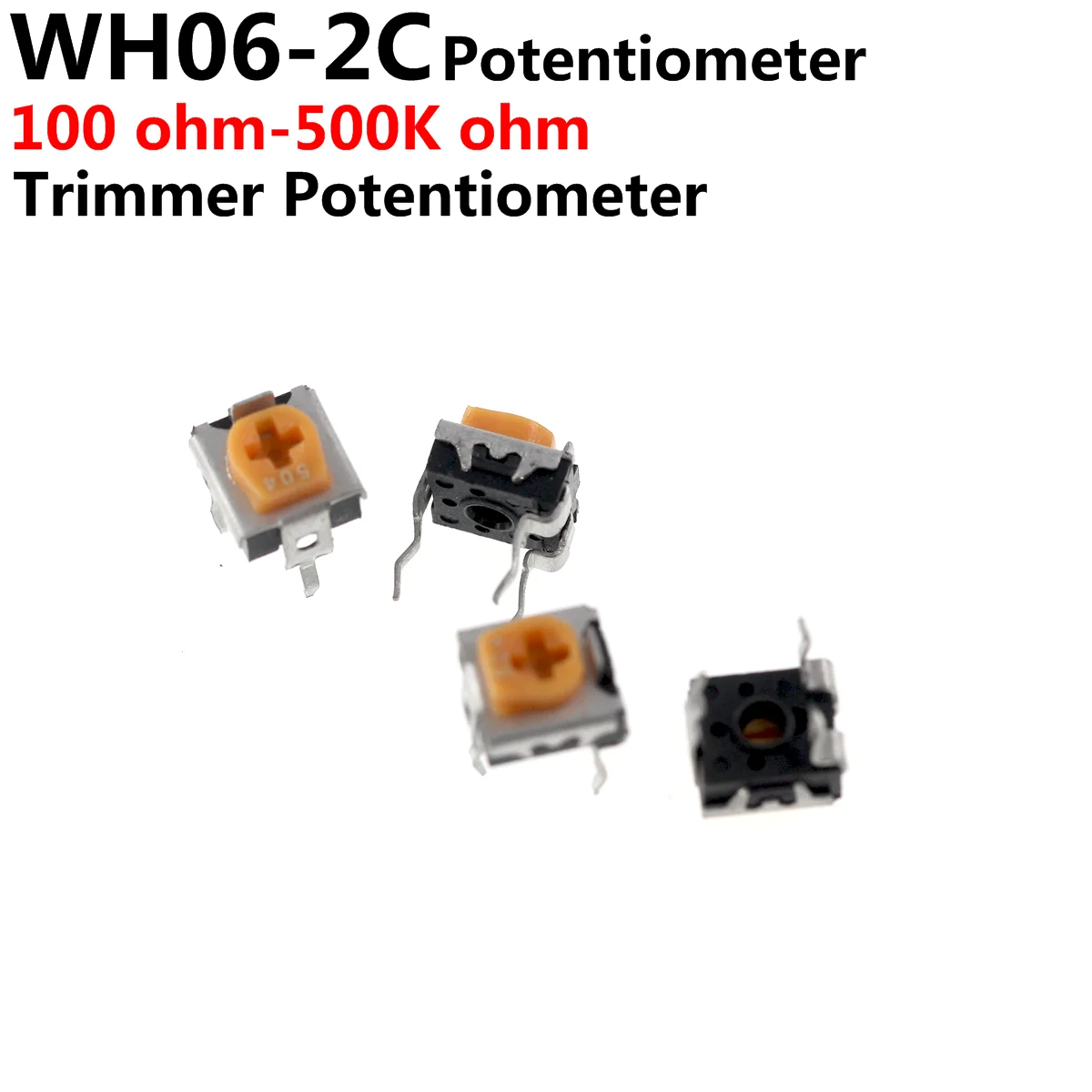 100 шт. WH06-2C 200 1K 2K 5K 10K 20K 50K 500K 100K 200K 1M Ом Триммер Потенциометр переменные резисторы