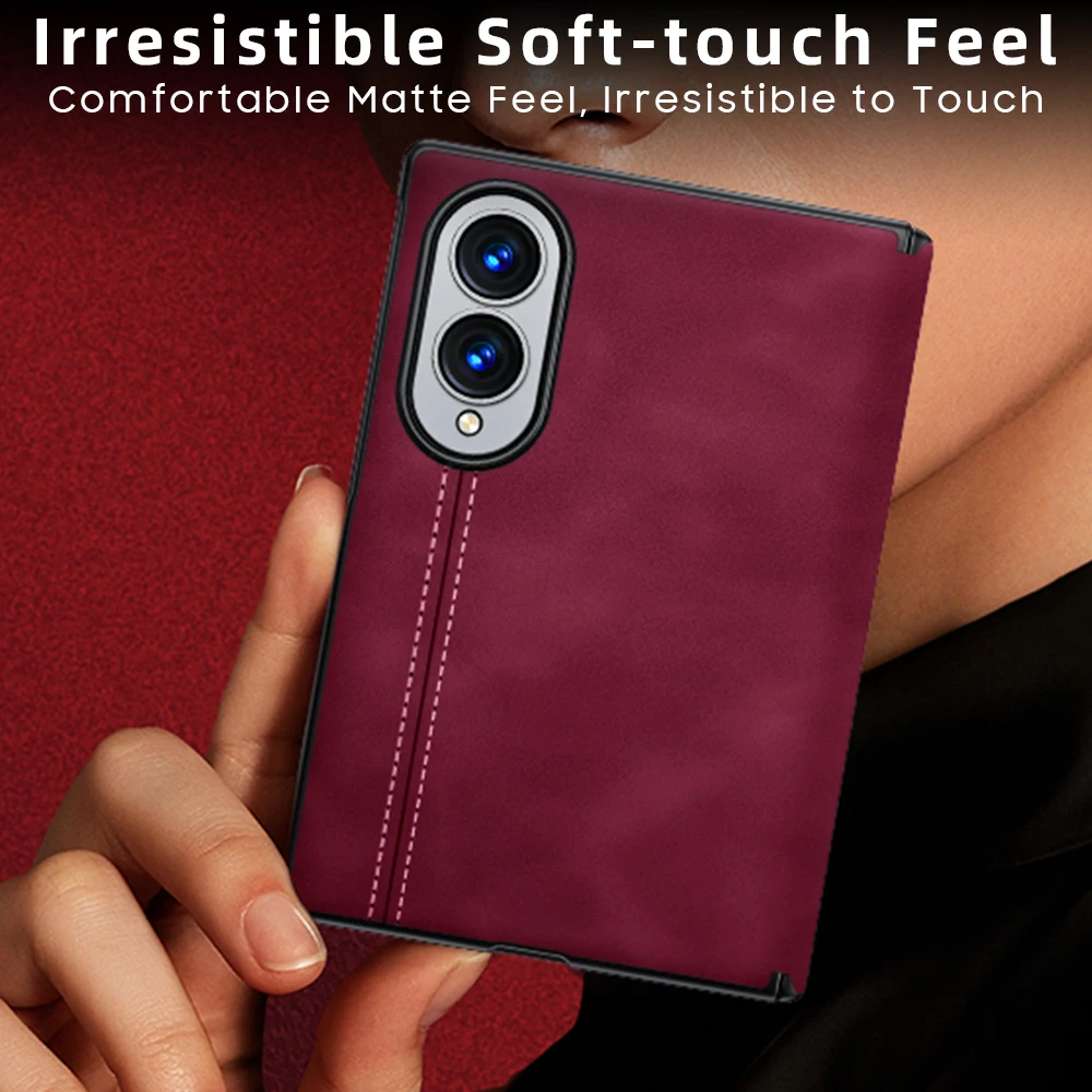 Фото Роскошный магнитный кожаный чехол-пленка для Samsung Z Fold 8, широкий ударопрочный чехол с защитой шарнира Magsafe, тонкий чехол №5