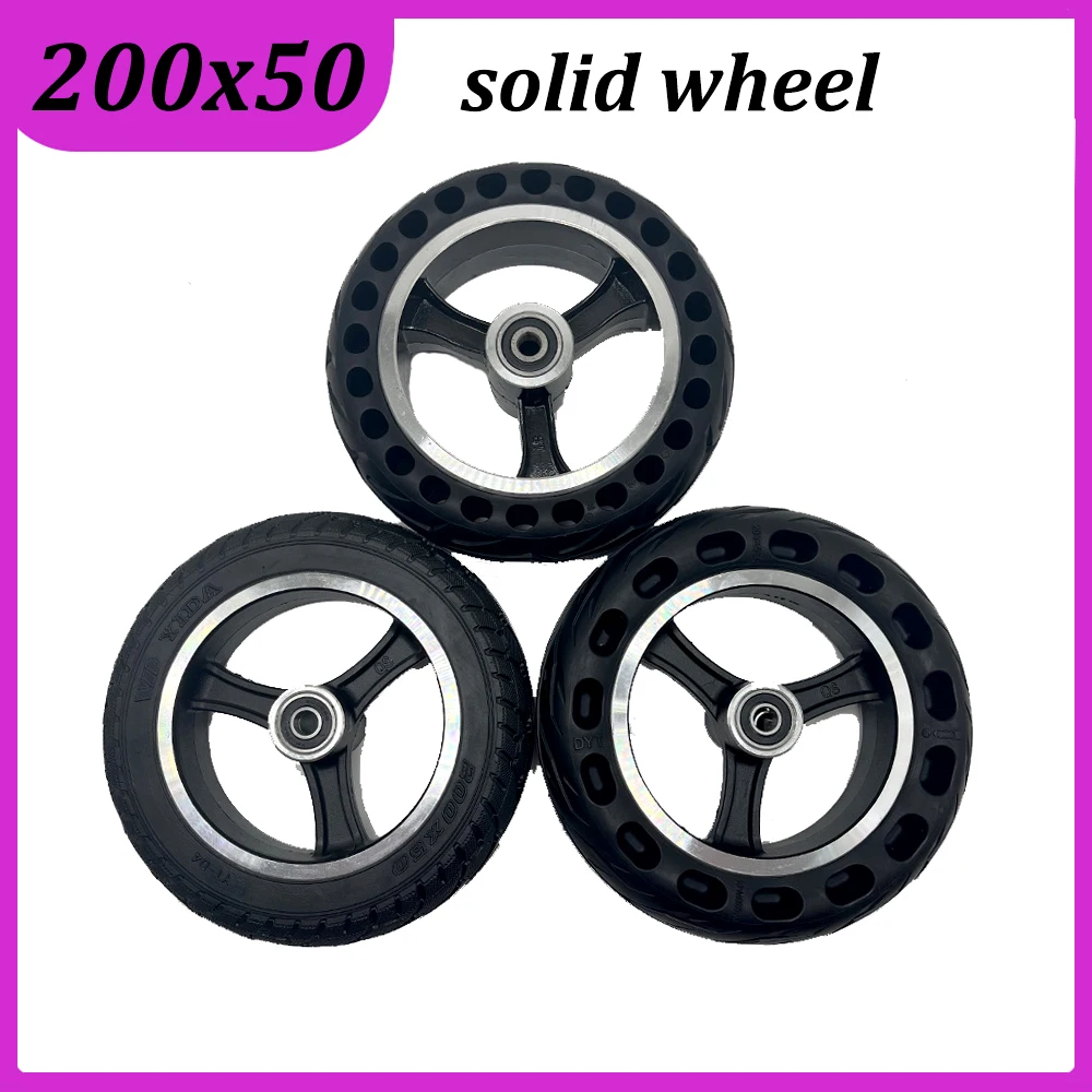 

200x50 Solid Wheel for Folding Electric Scooter 8 Inch Front Wheel Explosion-Proof Non-Pneumatic Tyre Accessories