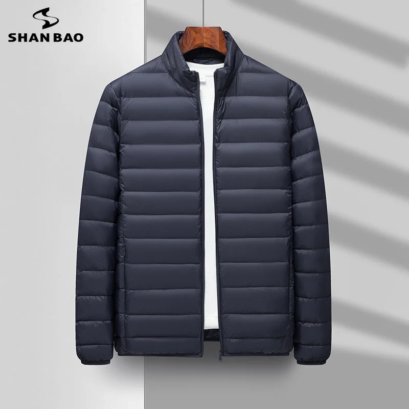 

2023 Autumn Winter Clothing Men Lightweight Warm Casual Nylon Down Jacket 90% White Eiderdown Simple Youth Fitted Down Jacket