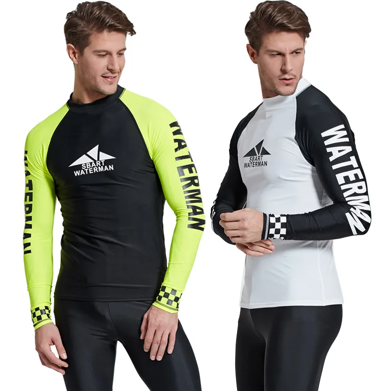

Sbart 1PC Men Scuba Snorkeling T Shirts Wetsuits Diving Suits Tops Long Sleeves Surfing Rash Guards Male Bathing Suits