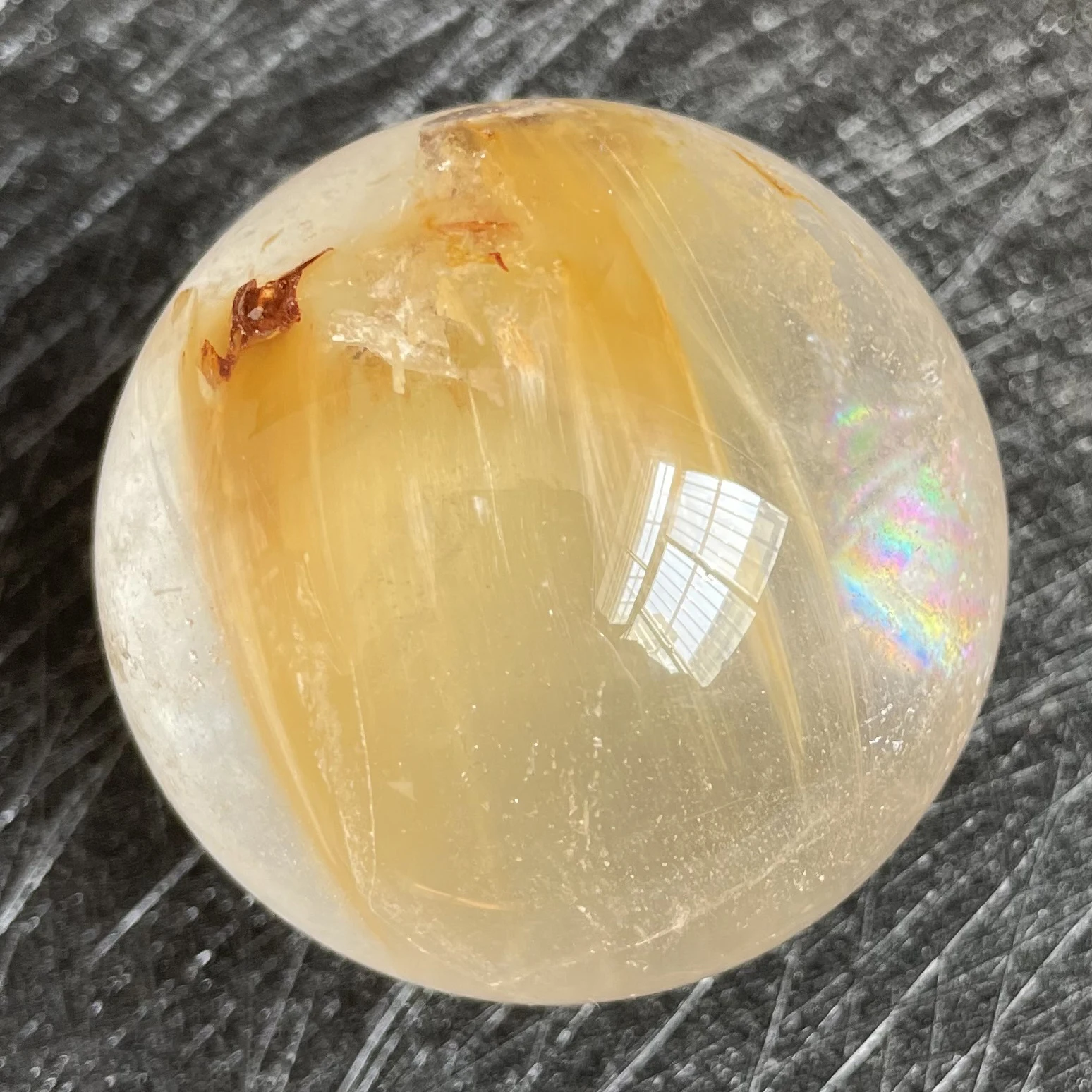 148 г натуральный камень кварц рутилированная Сфера полированная искусственная