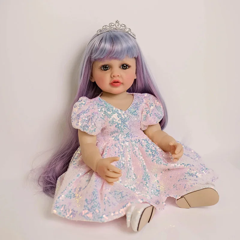 Мягкая силиконовая виниловая кукла Reborn для маленьких девочек 55 см 3D-окрашенная