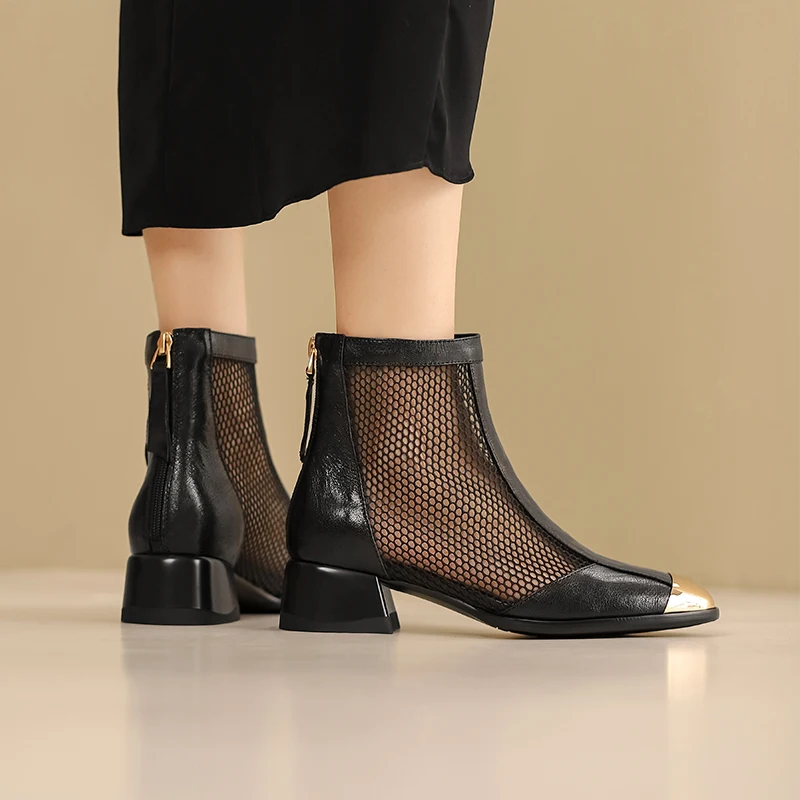 Женские ботинки из натуральной кожи на молнии сзади 22-24 5 см