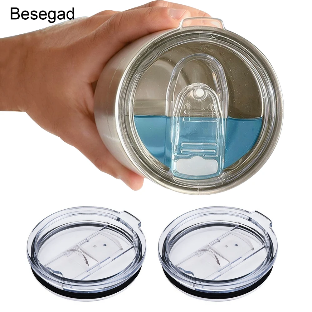 Behogar-Tapas de vaso de plástico transparente a prueba de derrames, cubiertas de reemplazo resistentes a salpicaduras para vasos Yeti de 30oz, 2 uds.